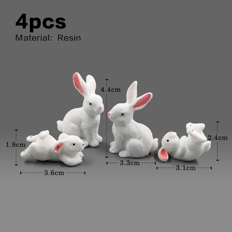 Figurine de pâques de noël, lapin blanc, carotte, bricolage, décor de chambre Kawaii, accessoires de décoration de jardin féerique miniatures modernes