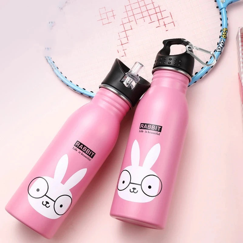 Bouteilles d'eau de sport en acier inoxydable pour enfants, 500ml, Portable, cyclisme en plein air, Camping, vélo, bouilloire