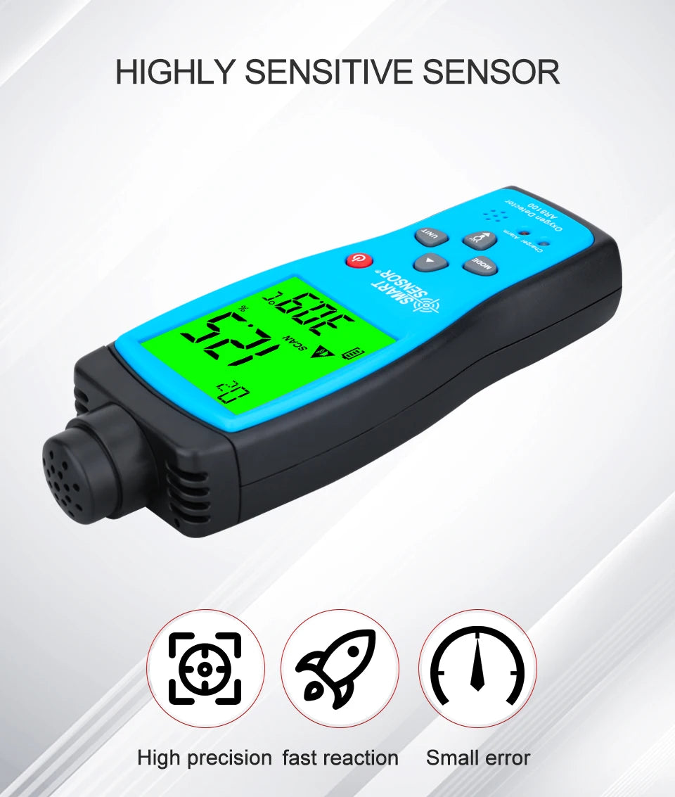 Capteur Intelligent Numérique d'Oxygène, Détecteur de Gaz, Alarme Sonore et Lumineuse, Moniteur de Qualité de l'Air avec Écran LCD de Température