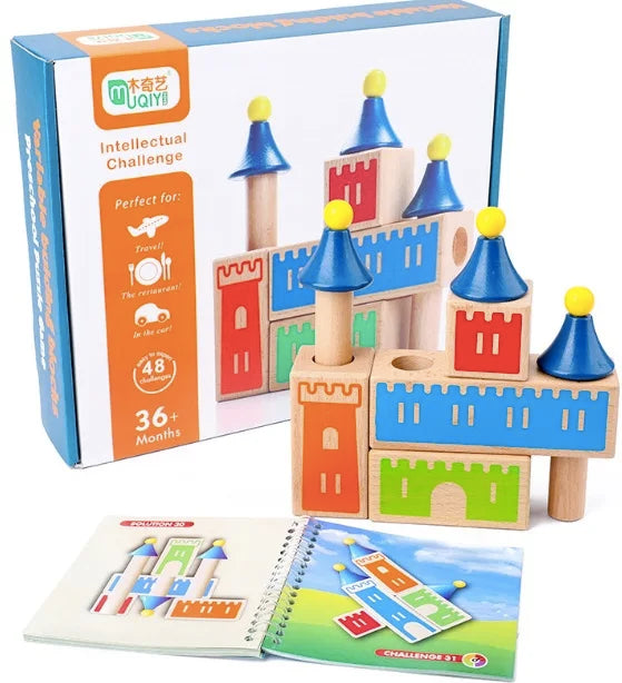 Puzzle en bois Montessori pour enfants, château de rêve changeant de bois, bloc de construction, jeu d'entraînement IQ, cadeau de pensée logique, jouets pour enfants