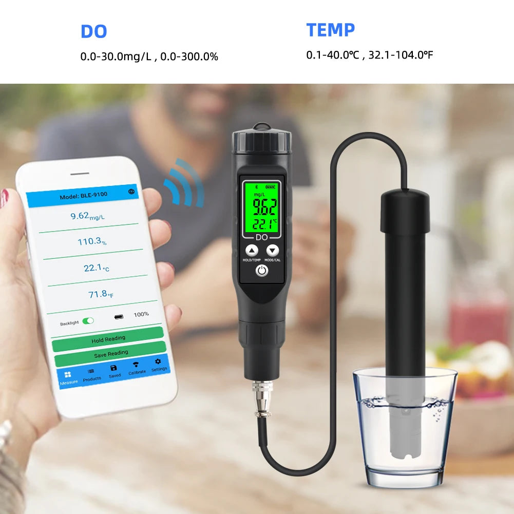 Yieryi Compteur d'oxygène dissous professionnel BLE-9100 analyseur d'oxygène dissous intelligent testeur de concentration d'oxygène