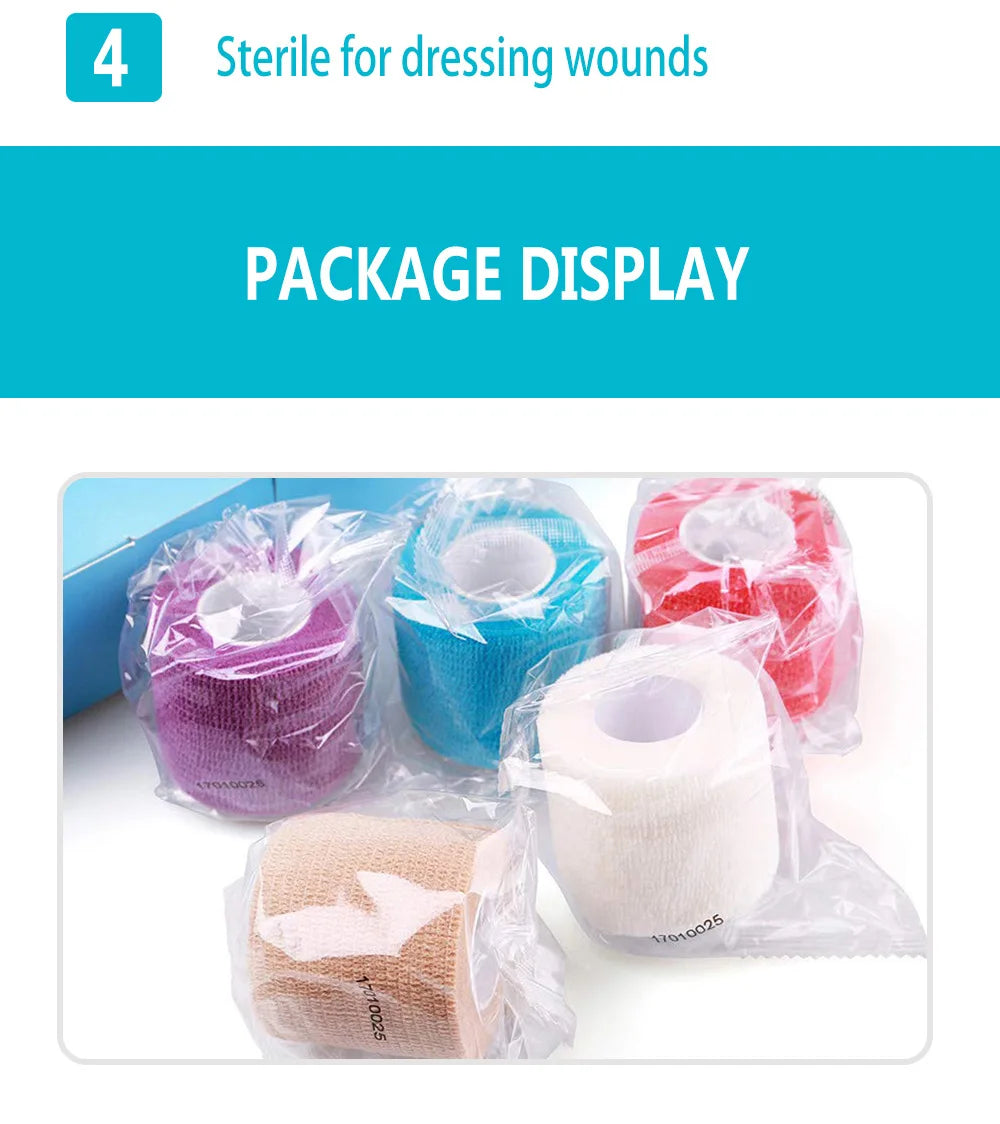 Bandage médical en gaze, 1 rouleau de 2.5/5/10cm x 4.5m, bandes élastiques respirantes auto-adhésives pour le sport, fixation des doigts, des poignets et des jambes