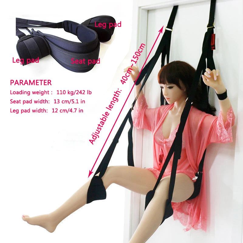 Jouets sexuels pour Couples, balançoire sexuelle, meubles sexuels, jeux pour adultes, siège et coussinet de jambe, balançoire de porte suspendue érotique pour sexe d'intérieur