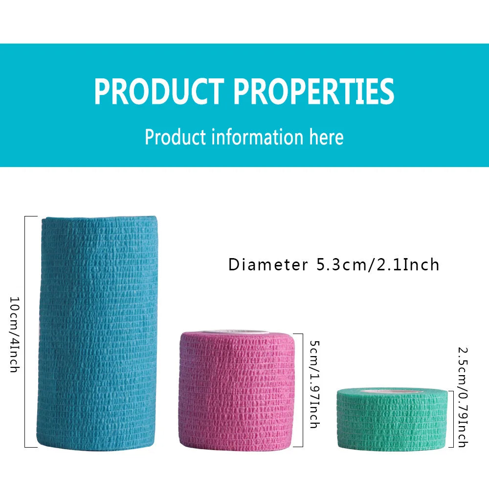 Bandage médical en gaze, 1 rouleau de 2.5/5/10cm x 4.5m, bandes élastiques respirantes auto-adhésives pour le sport, fixation des doigts, des poignets et des jambes