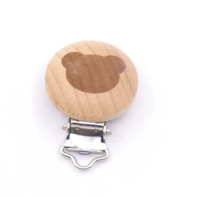 5 pièces/ensembles bébé sucette Clips sans BPA mignon modélisation hêtre attache-sucette bébé bricolage dessin animé Animal bois bûche mamelon chaîne support