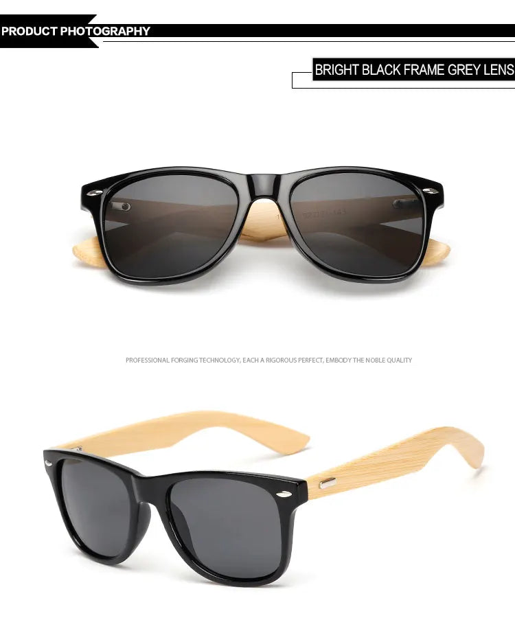 Lunettes de soleil carrées en bois de bambou pour hommes et femmes, design de marque, revêtement miroir, rétro, UV400