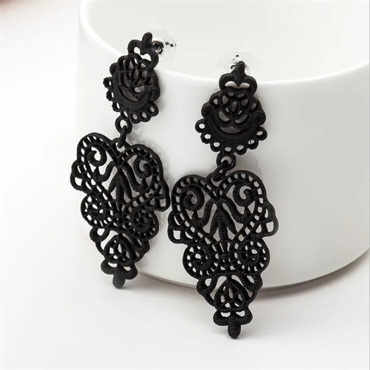 Boucles d'oreilles exagérées de marque européenne, style bohème, feuilles creuses, fleur, grands pendentifs, goutte d'oreille, bijoux pour femmes, cadeau