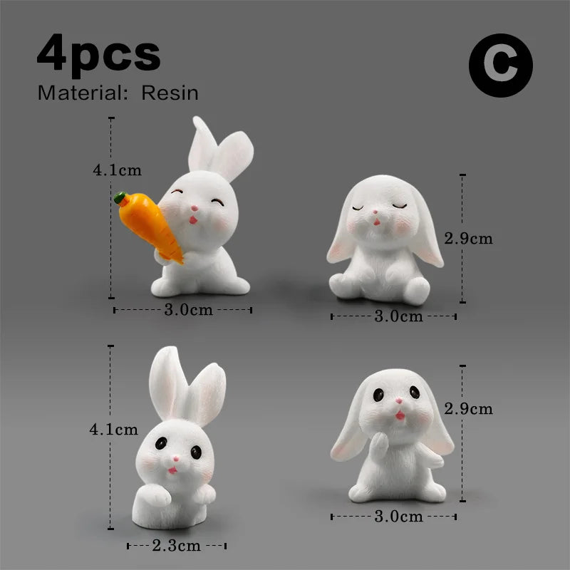 Figurine de pâques de noël, lapin blanc, carotte, bricolage, décor de chambre Kawaii, accessoires de décoration de jardin féerique miniatures modernes
