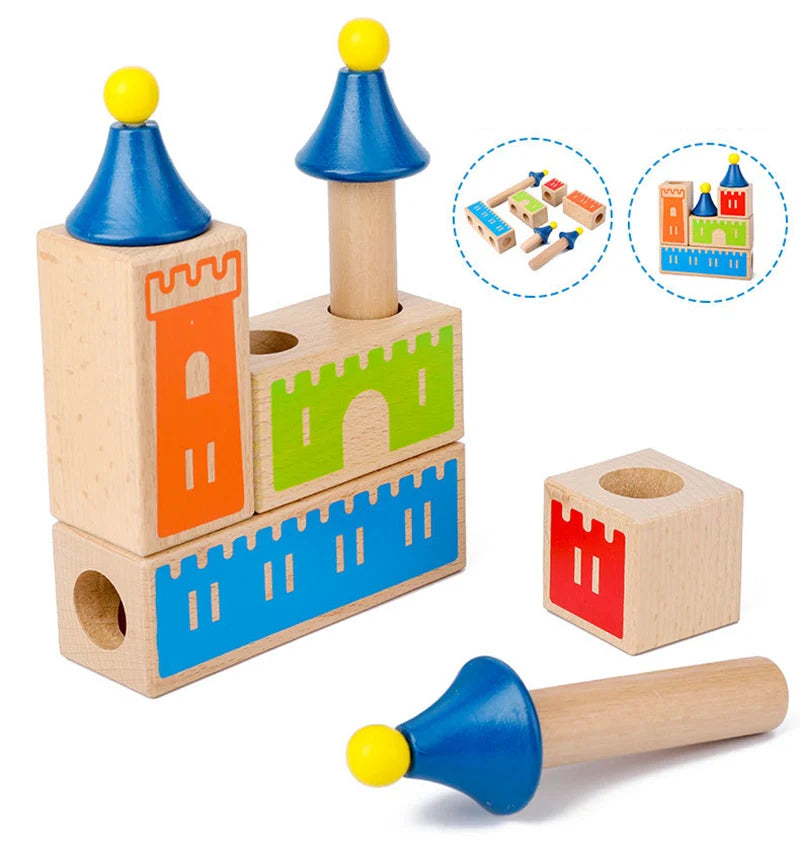 Puzzle en bois Montessori pour enfants, château de rêve changeant de bois, bloc de construction, jeu d'entraînement IQ, cadeau de pensée logique, jouets pour enfants