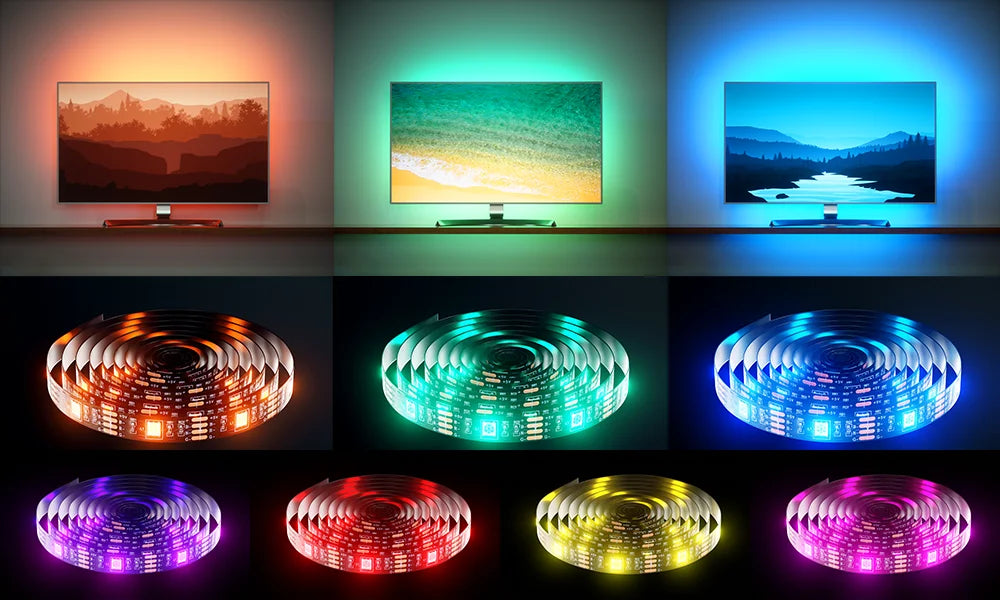 Ruban LED TV , SMD 5050 RGB Bandes Lumineuses USB avec Télécommande App Rétroéclairage TV Multicouleur pour 40-60in TV, pour maison chambre à coucher décoration [Classe énergétique A+]