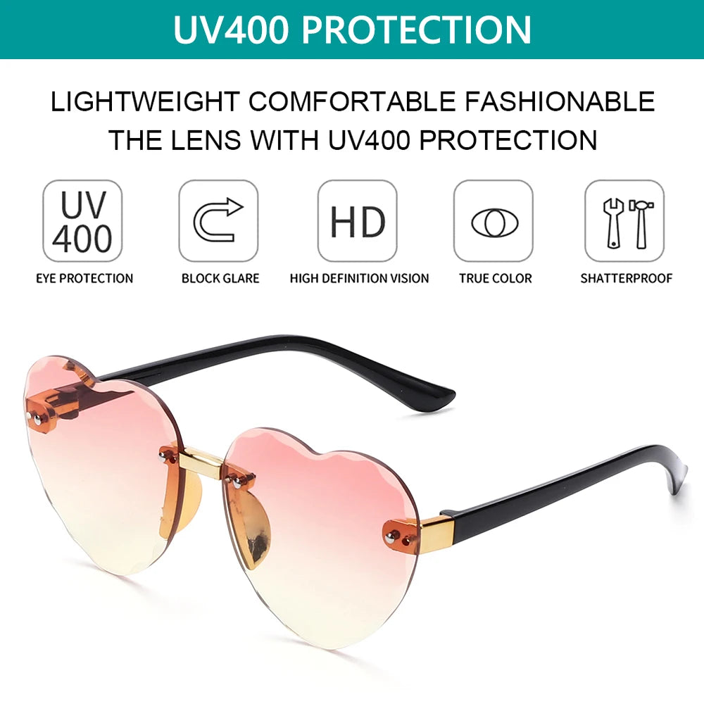 Lunettes de soleil en forme de cœur pour enfants, lentilles océArabes, lunettes de soleil pour enfants, protection UV 400, lunettes de fête et de photographie