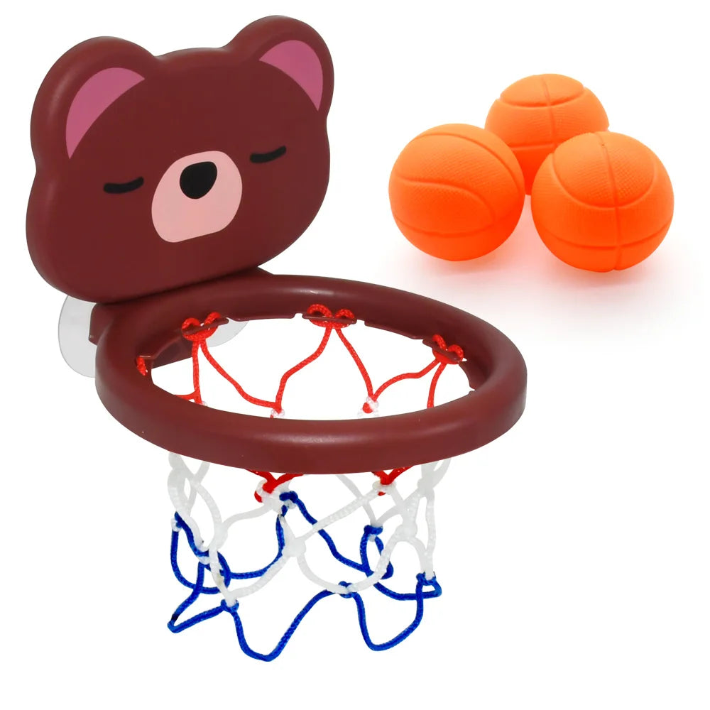 Cadre de basket-ball d'intérieur sur le thème des animaux pour tout-petits, ensemble de jouets de bain pour enfants avec 3 balles en plastique, jeu amusant interactif pour bébés Parents et enfants