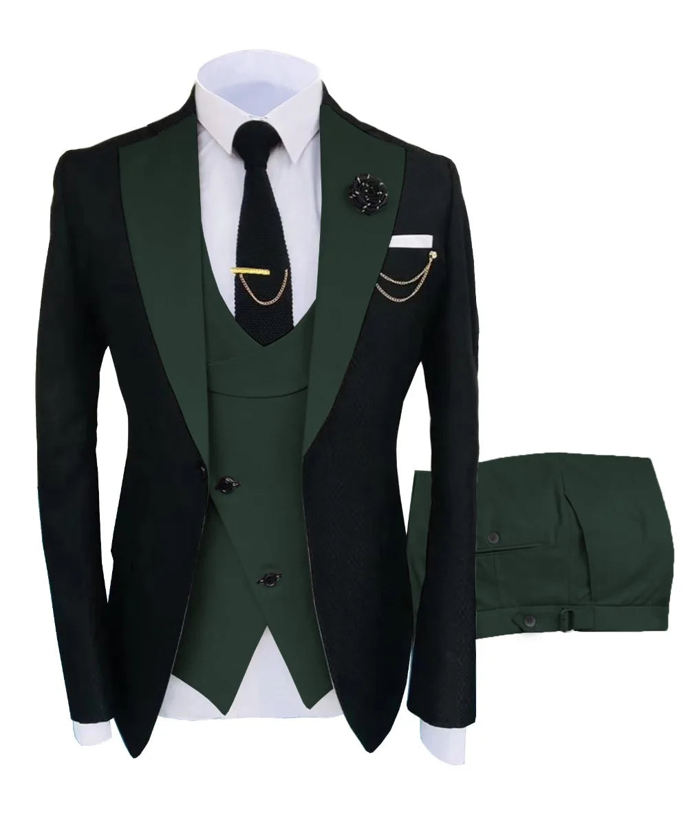 Men's Regular Fit Tuxedo Set, Dipped Jacket, Jacket and Enamel FJD, Popular Clothing, Luxury, Party, Stage, GroomTIME, New, 3 Pieces