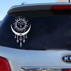 Celestial sun and moon wall stickers, bedroom wall decor, Boho, mystical magic moon, vinyl art sticker, car window decor