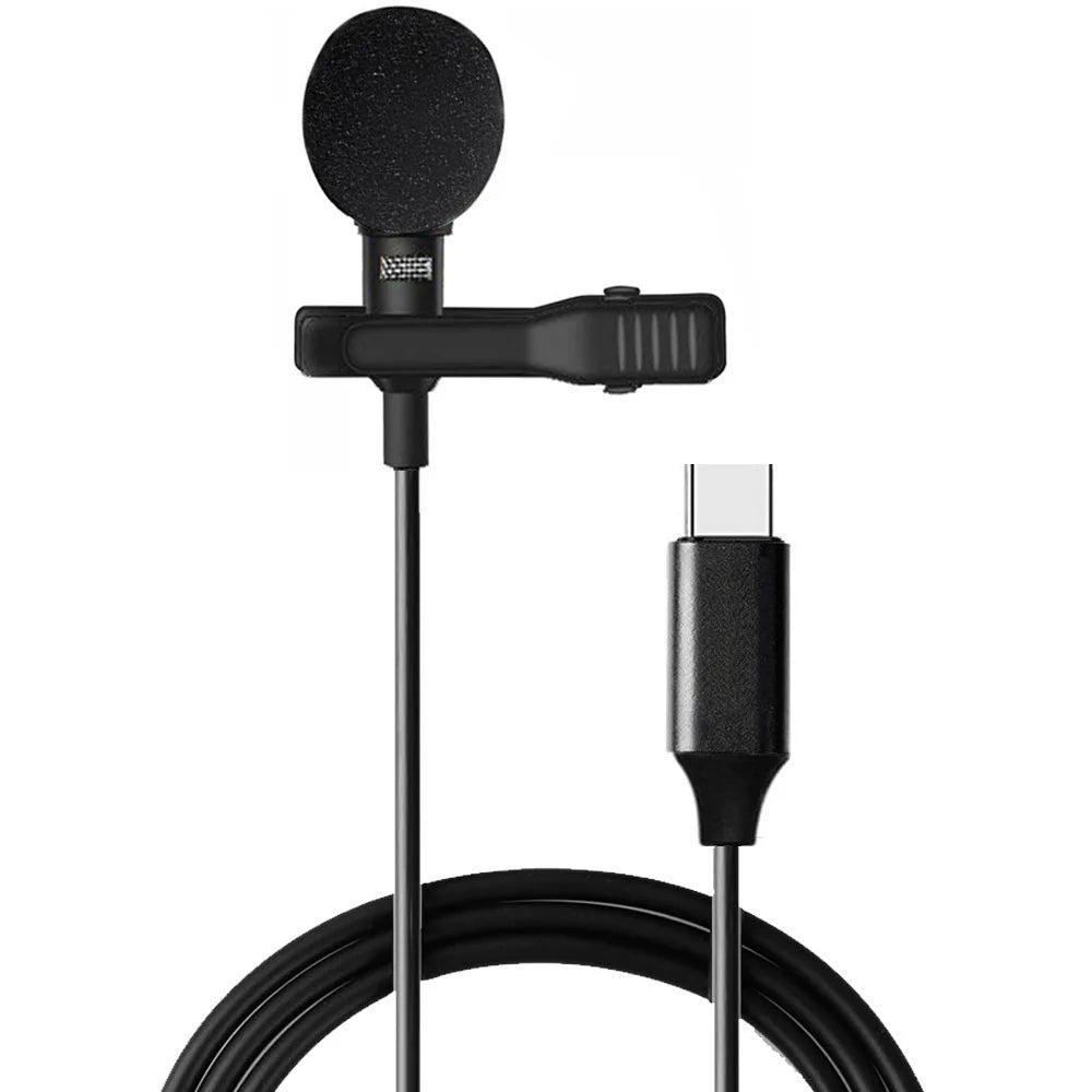 Mini Microphone Portable à condensateur, micro Lavalier à revers, usb c, filaire, Mikrofo/Microfon, pour téléphone et ordinateur Portable, avec prise casque