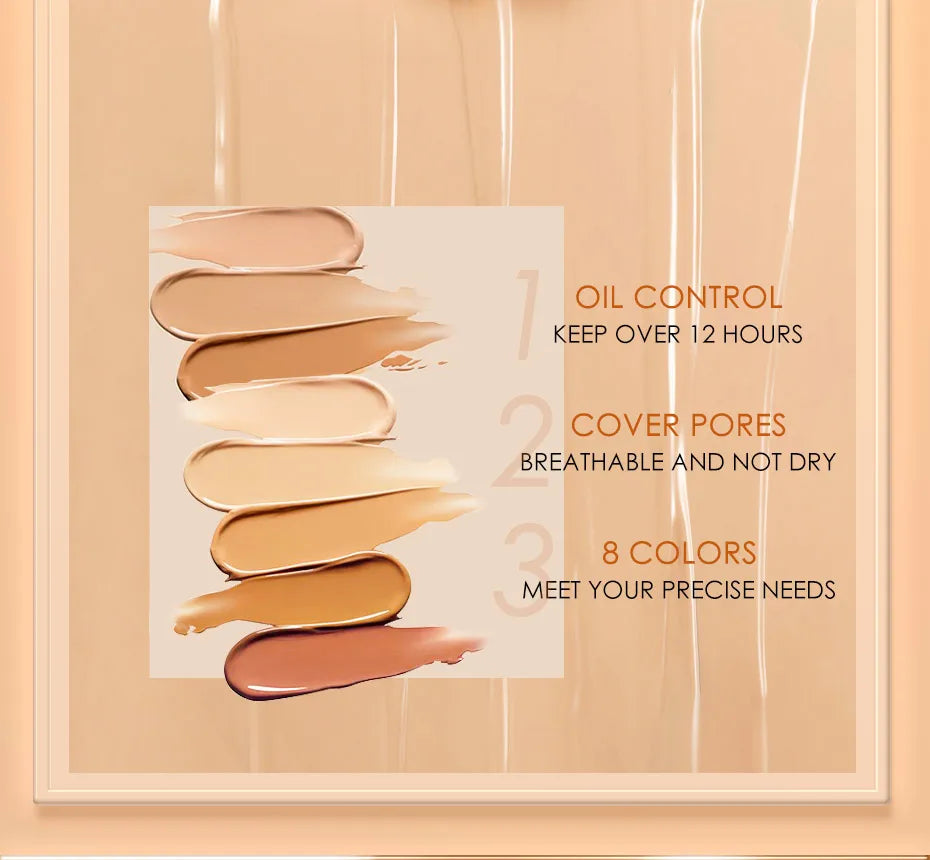 Focallure Base visage liquide fond de teint crème couverture complète correcteur contrôle de l'huile fond de teint hydratant crème maquillage pour les femmes
