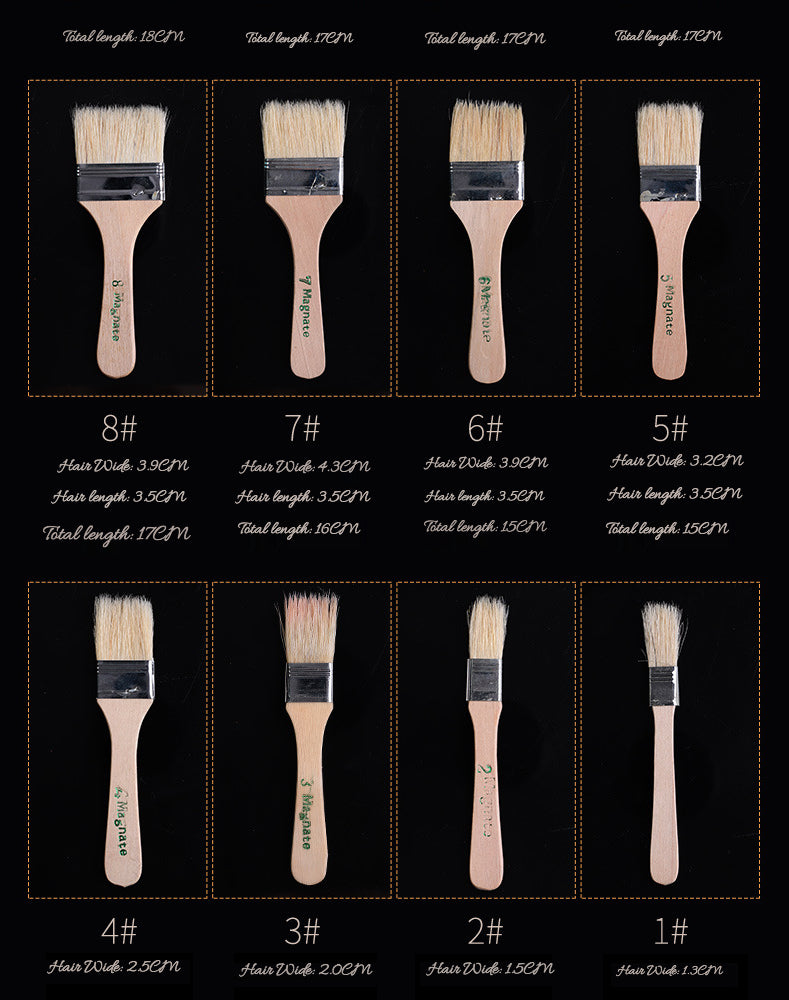 12 pièces/ensemble, pinceau de peinture à l'huile pour aquarelle, brosse d'art en poils de porc, brosse de nettoyage en bois facile à nettoyer, brosse à récurer pour barbecue