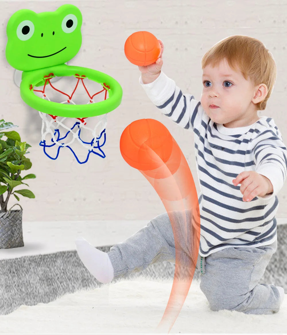 Cadre de basket-ball d'intérieur sur le thème des animaux pour tout-petits, ensemble de jouets de bain pour enfants avec 3 balles en plastique, jeu amusant interactif pour bébés Parents et enfants