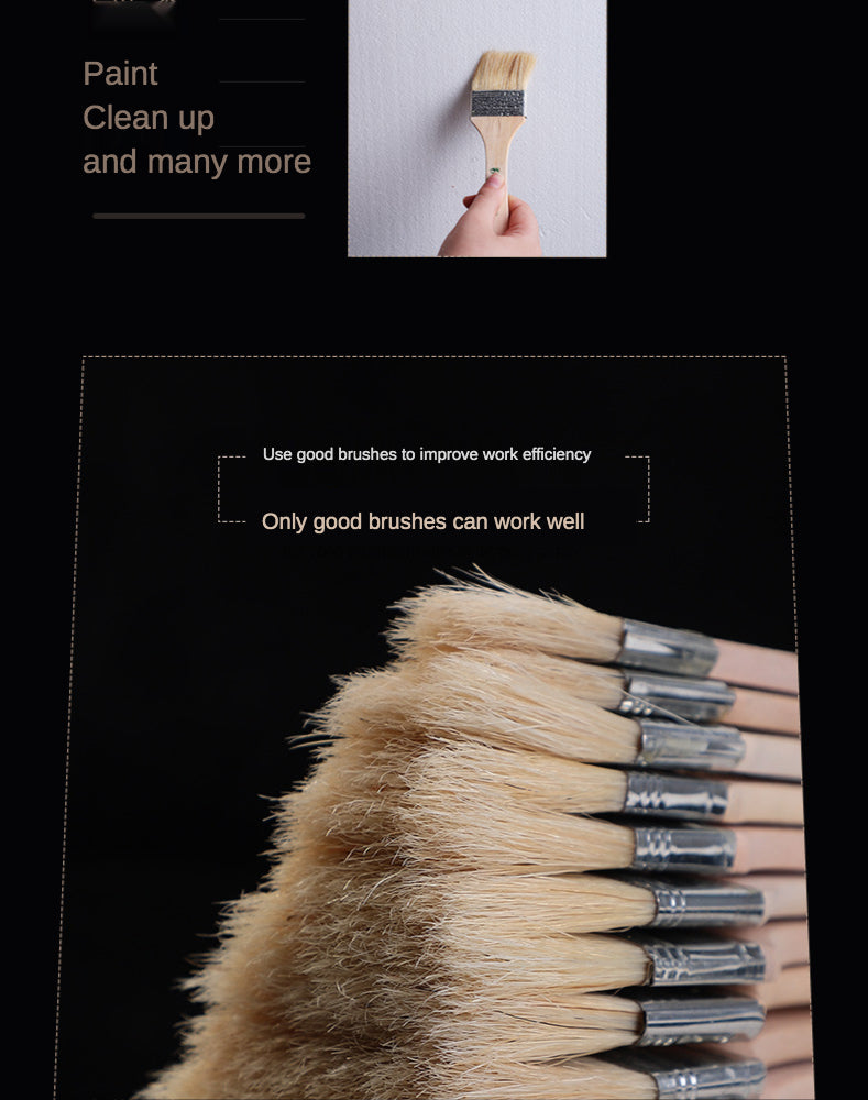 12 pièces/ensemble, pinceau de peinture à l'huile pour aquarelle, brosse d'art en poils de porc, brosse de nettoyage en bois facile à nettoyer, brosse à récurer pour barbecue