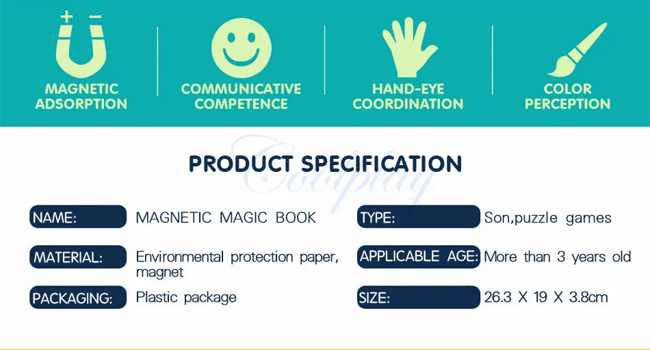 Livre de Puzzle magnétique pour enfants, jouets intelligents 3D, jeux d'entraînement cérébral, jouets éducatifs Montessori, cadeaux pour enfants, jouets de noël