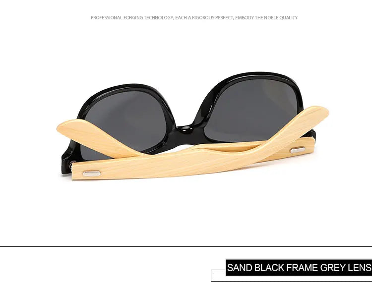 Lunettes de soleil carrées en bois de bambou pour hommes et femmes, design de marque, revêtement miroir, rétro, UV400