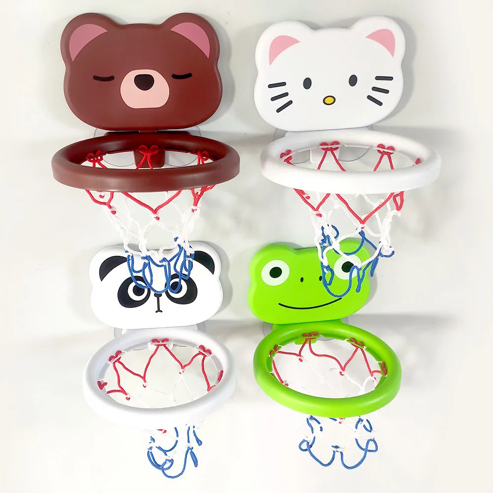 Cadre de basket-ball d'intérieur sur le thème des animaux pour tout-petits, ensemble de jouets de bain pour enfants avec 3 balles en plastique, jeu amusant interactif pour bébés Parents et enfants