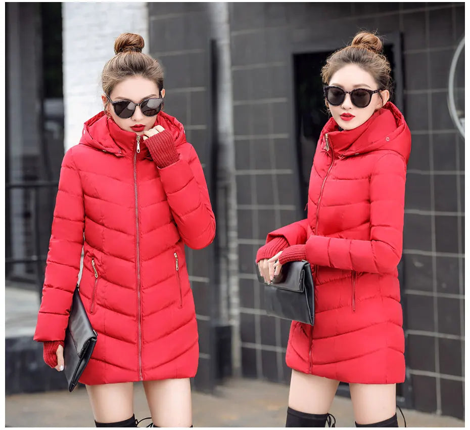 2025 nouveauté mode mince femmes veste d'hiver coton rembourré chaud épaissir dames manteau longs manteaux Parka femmes vestes