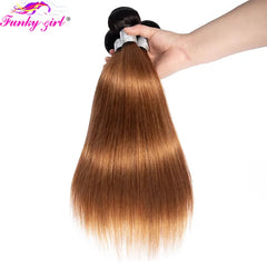 10A cheveux brésiliens os cheveux raides 1B/30 cheveux humains armure faisceaux deux tons cheveux paquets Ombre cheveux raides 3 pièces Extensions