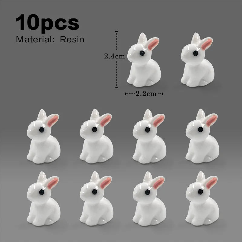Figurine de pâques de noël, lapin blanc, carotte, bricolage, décor de chambre Kawaii, accessoires de décoration de jardin féerique miniatures modernes