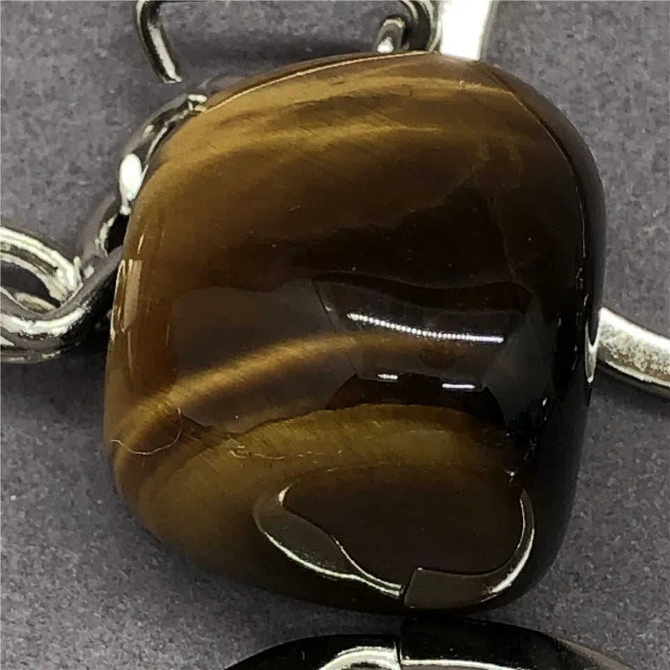 17 Types de pierre naturelle avec accessoires pendentif porte-clés en acier inoxydable