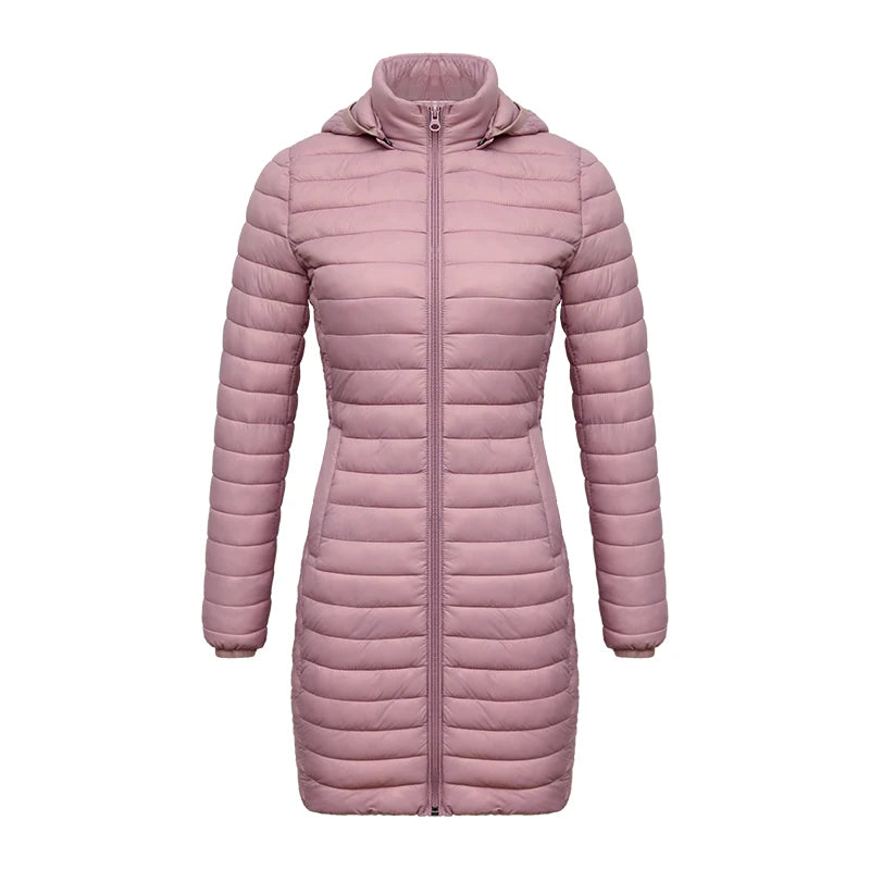SANTELON hiver femmes ample Long Parka manteau avec capuche amovible femme solide ultraléger Portable chaud rembourré coton vêtements d'extérieur