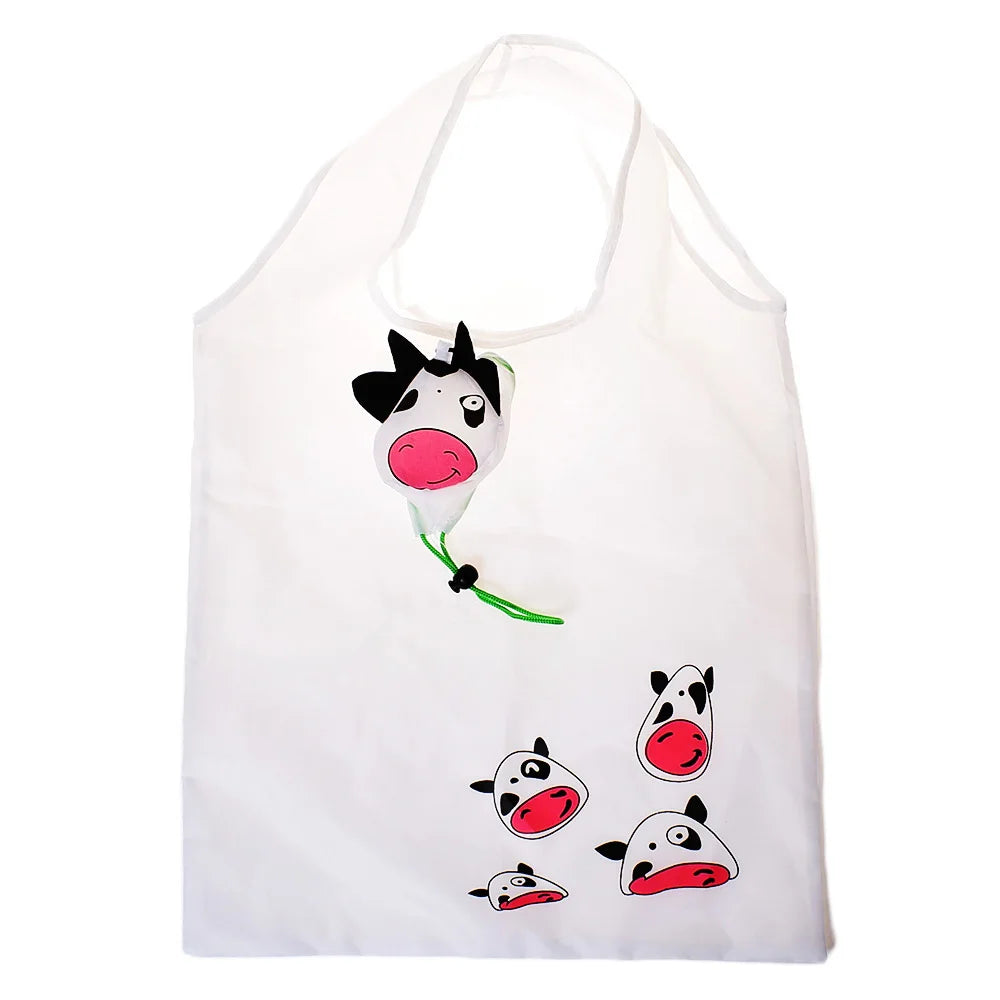 Sac de courses pliable écologique, sac à bandoulière réutilisable de dessin animé, sacs d'épicerie portables pour femmes, fourre-tout de rangement, organisateur de maison