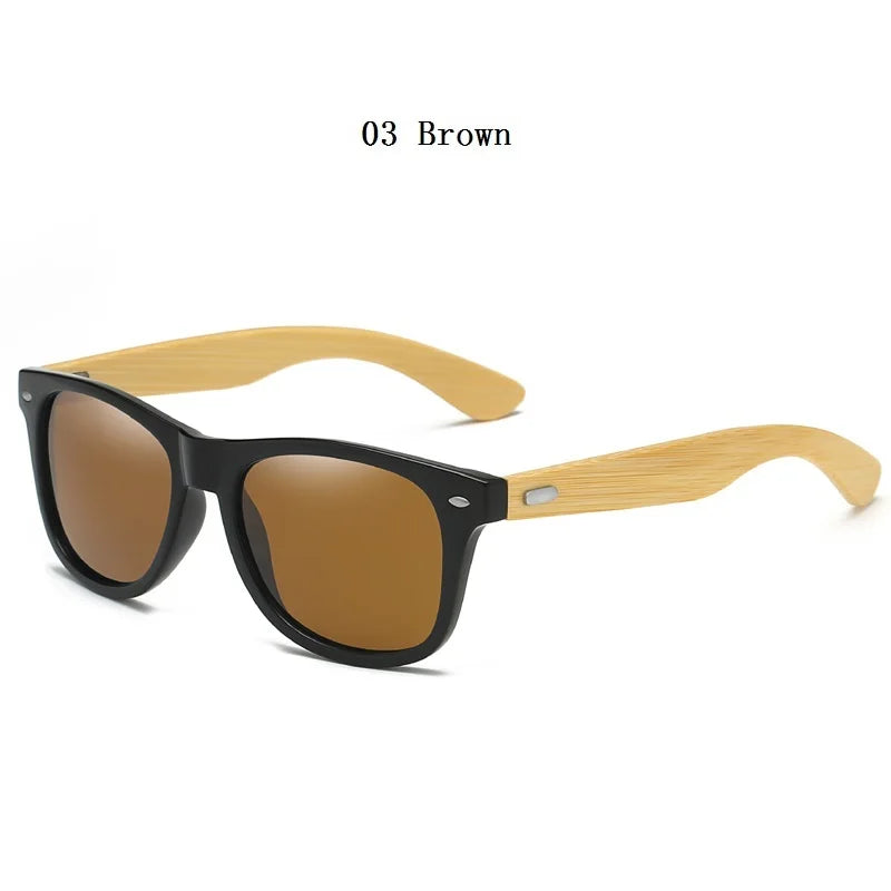 Lunettes de soleil en bois de bambou à la mode pour hommes et femmes, classiques carrées, Vintage, pour la conduite, noires, pour la pêche, UV400