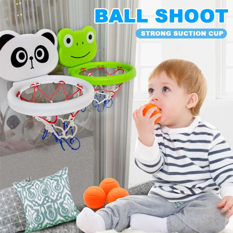 Cadre de basket-ball d'intérieur sur le thème des animaux pour tout-petits, ensemble de jouets de bain pour enfants avec 3 balles en plastique, jeu amusant interactif pour bébés Parents et enfants