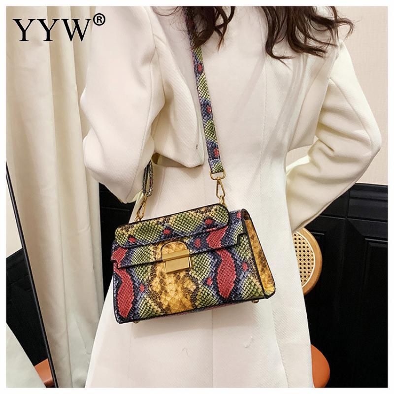 Women's PU leather shoulder bag, snakeskin pattern, square messenger bag, women's tote bag, insider bags, luxury brand, 2023 