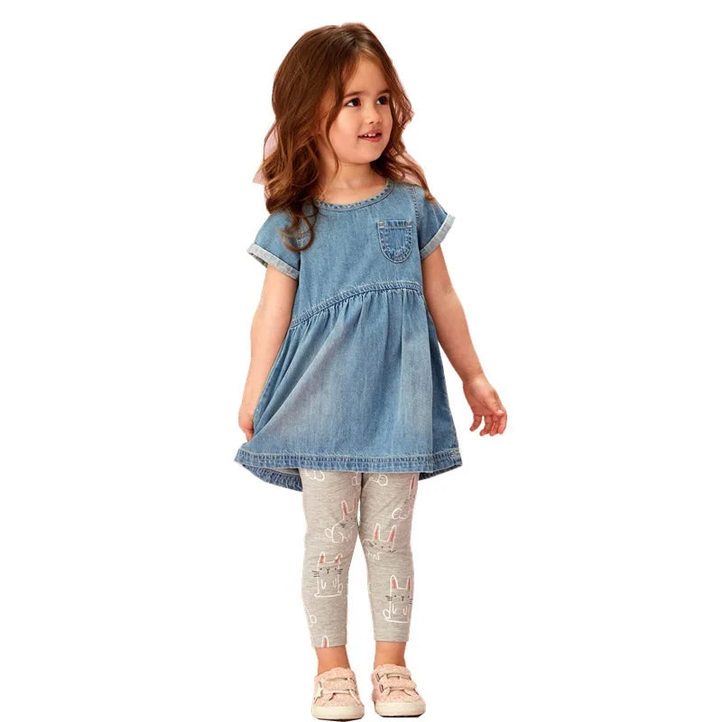 Girls' Leggings 100% Cotton Girl's Pants Girls' Skinny Pants Cartoon Print Pattern Children's Leggings Pants KF083