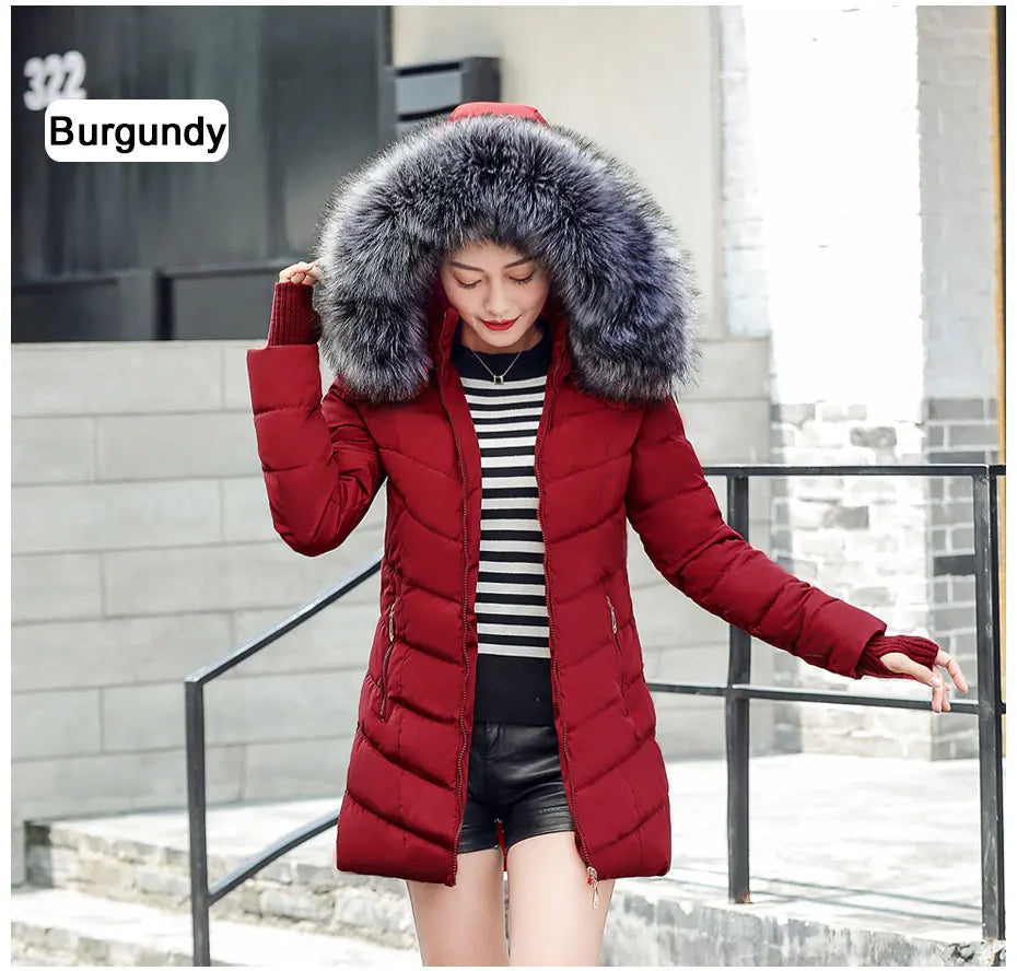 2025 nouveauté mode mince femmes veste d'hiver coton rembourré chaud épaissir dames manteau longs manteaux Parka femmes vestes