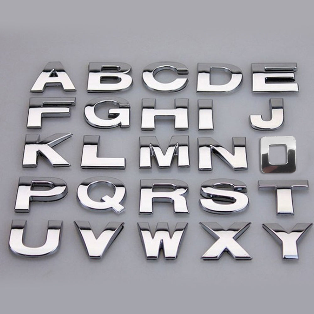 Autocollants de voiture alphabet en métal 3D, insigne argenté chromé, lettres, chiffres, logo, accessoires automobiles, autocollants de décoration