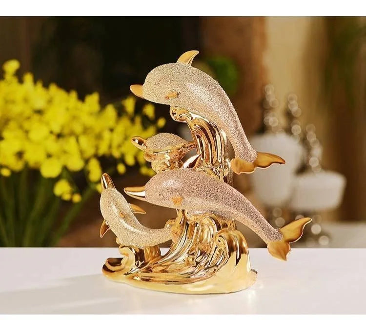 Handmade ceramic figurines for wedding decorations, creative room decorations, gold crafts, porcelain animals, decorations