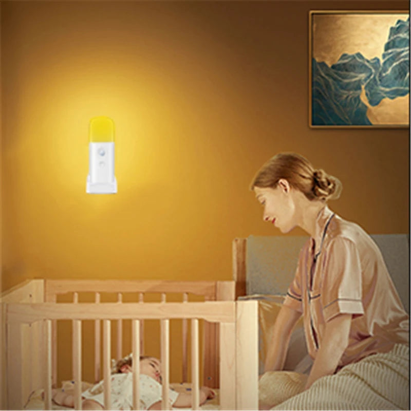 Veilleuse d'intérieur avec détecteur de mouvement, lumière LED à intensité variable rechargeable par USB, lampe de nuit portable activée par le mouvement pour chambre d'enfant
