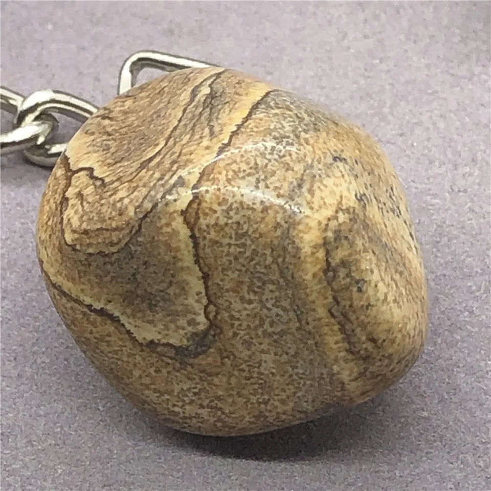 17 Types de pierre naturelle avec accessoires pendentif porte-clés en acier inoxydable