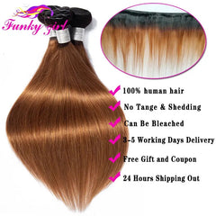 10A cheveux brésiliens os cheveux raides 1B/30 cheveux humains armure faisceaux deux tons cheveux paquets Ombre cheveux raides 3 pièces Extensions