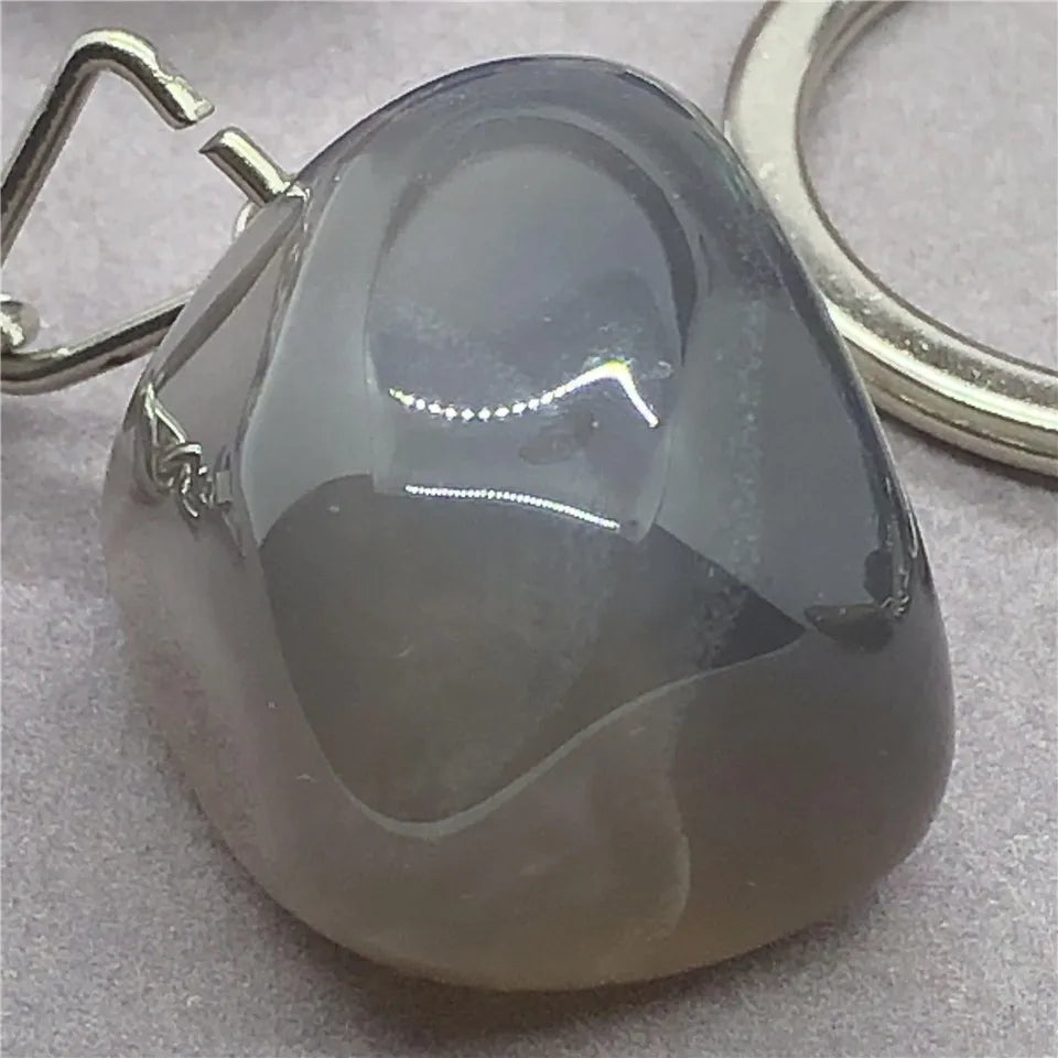 17 Types de pierre naturelle avec accessoires pendentif porte-clés en acier inoxydable