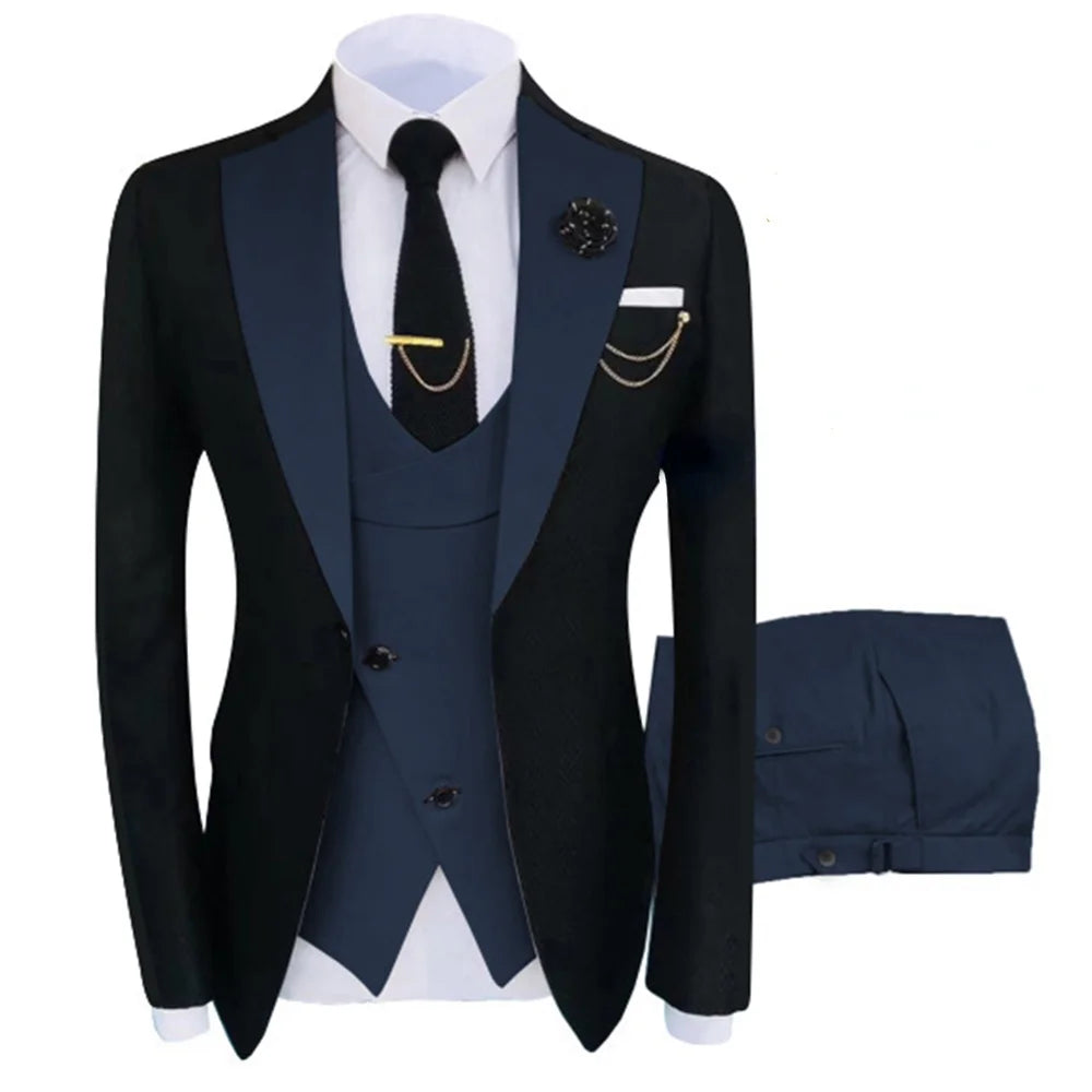 New Men's Suit Popular Luxury Clothing Party Stage Men's Suit Groomsmen Regular Fit Tuxedo 3 Piece Set Jacket + Pants + Vest
