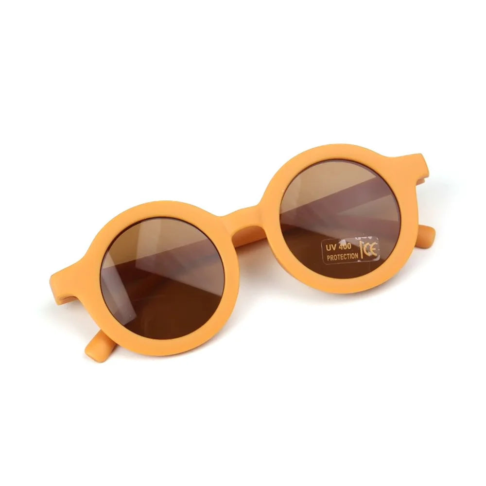 Lunettes de soleil pour enfants, rétro, couleur unie, résistantes aux ultraviolets, rondes, pratiques, vente en gros