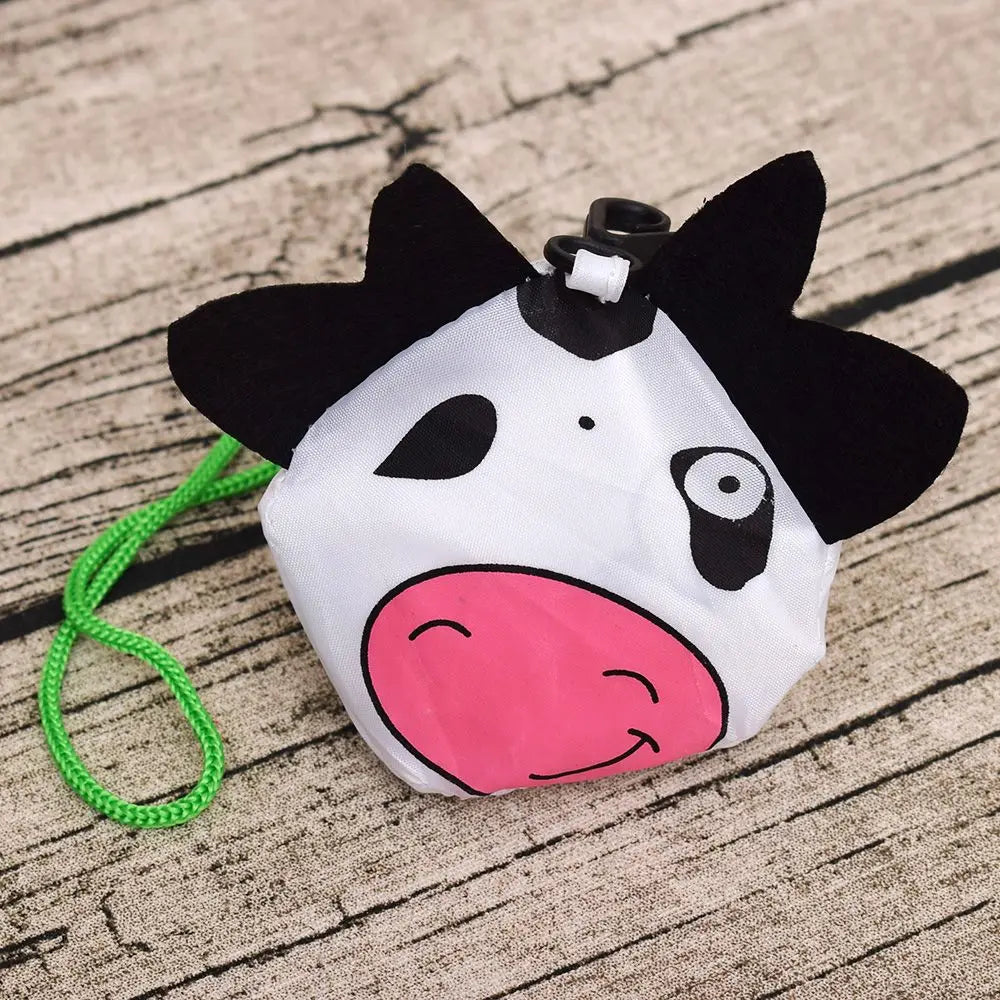 Sac de courses pliable écologique, sac à bandoulière réutilisable de dessin animé, sacs d'épicerie portables pour femmes, fourre-tout de rangement, organisateur de maison