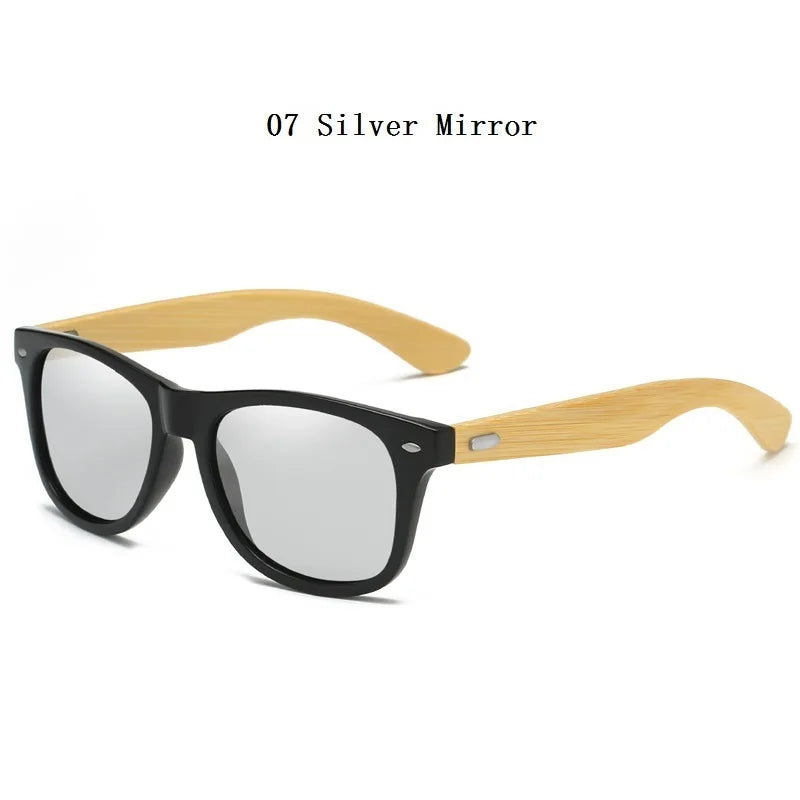 Lunettes de soleil en bois de bambou à la mode pour hommes et femmes, classiques carrées, Vintage, pour la conduite, noires, pour la pêche, UV400