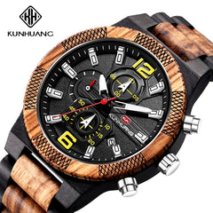 Montres en bois pour hommes montre en bois multi-fonction lumineuse de luxe montre rétro à Quartz pour hommes montres de Sport de mode Relogio