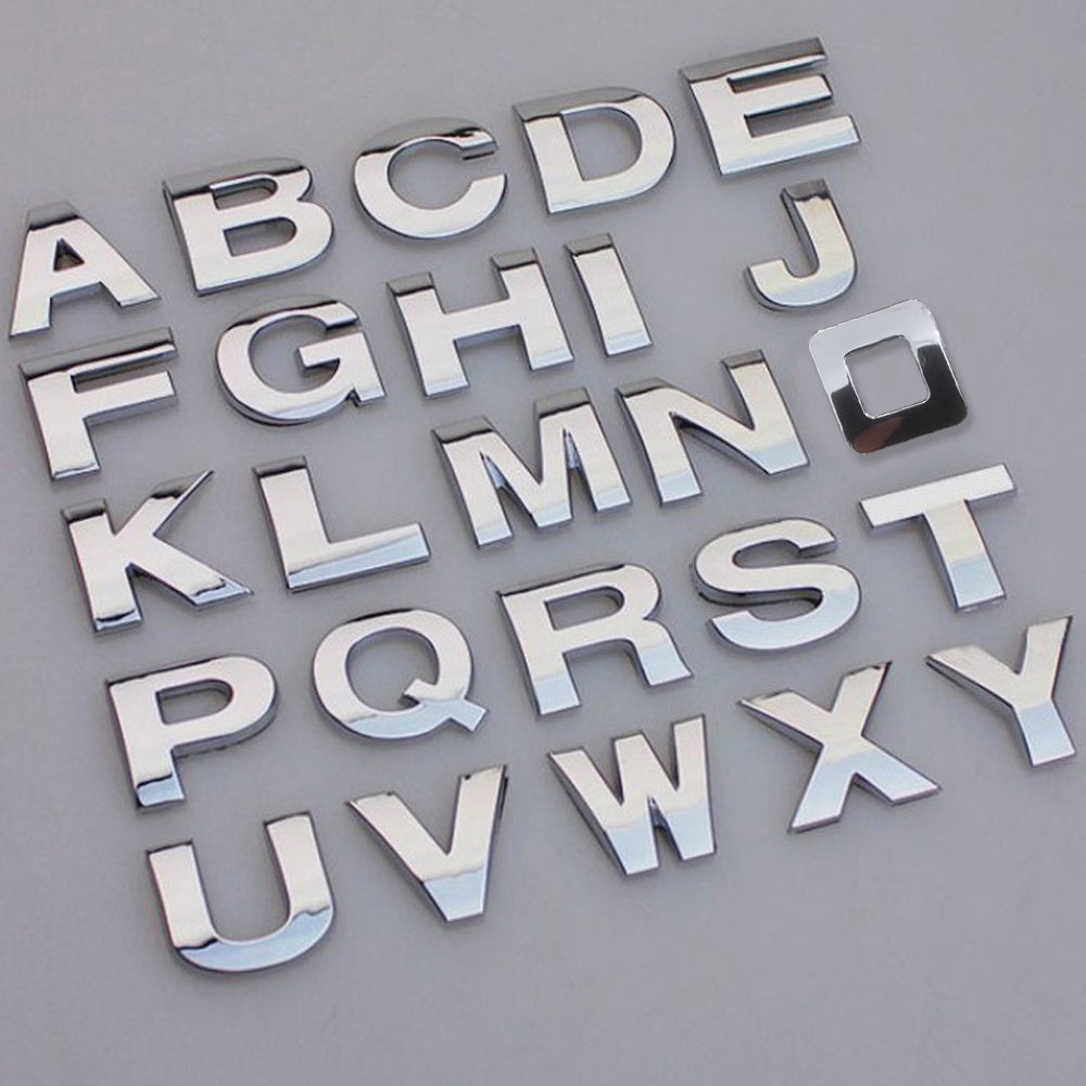 Autocollants de voiture alphabet en métal 3D, insigne argenté chromé, lettres, chiffres, logo, accessoires automobiles, autocollants de décoration