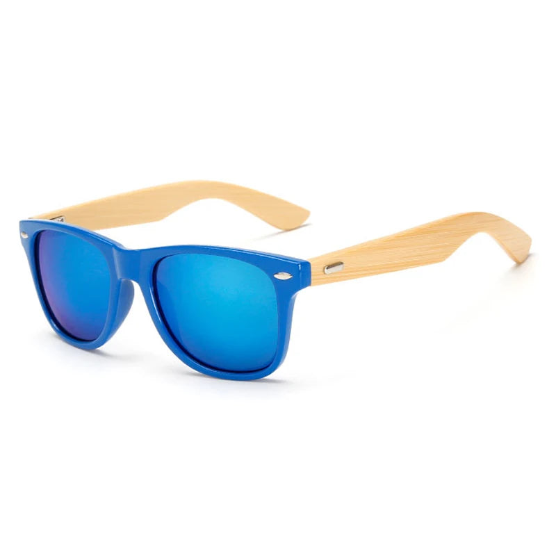 Lunettes de soleil carrées en bois de bambou pour hommes et femmes, design de marque, revêtement miroir, rétro, UV400